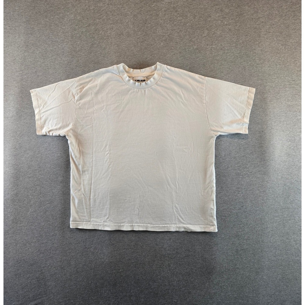 Sown Again T-Shirt Womens M Cream Organic Cotton Boxy Oversized Short Sleeve